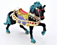 Bejeweled Carousal Horse Trinket Box. Hand Set Swarovski Crystals & Enamel. 