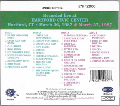 GRATEFUL DEAD Dave's Picks, Volume 36 Hartford 3/26/87 NWE! #578 4
