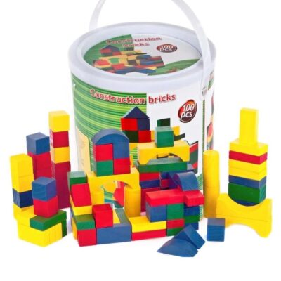 Playset Costruzioni in Legno 100 Mattoncini Giocattolo Bambini