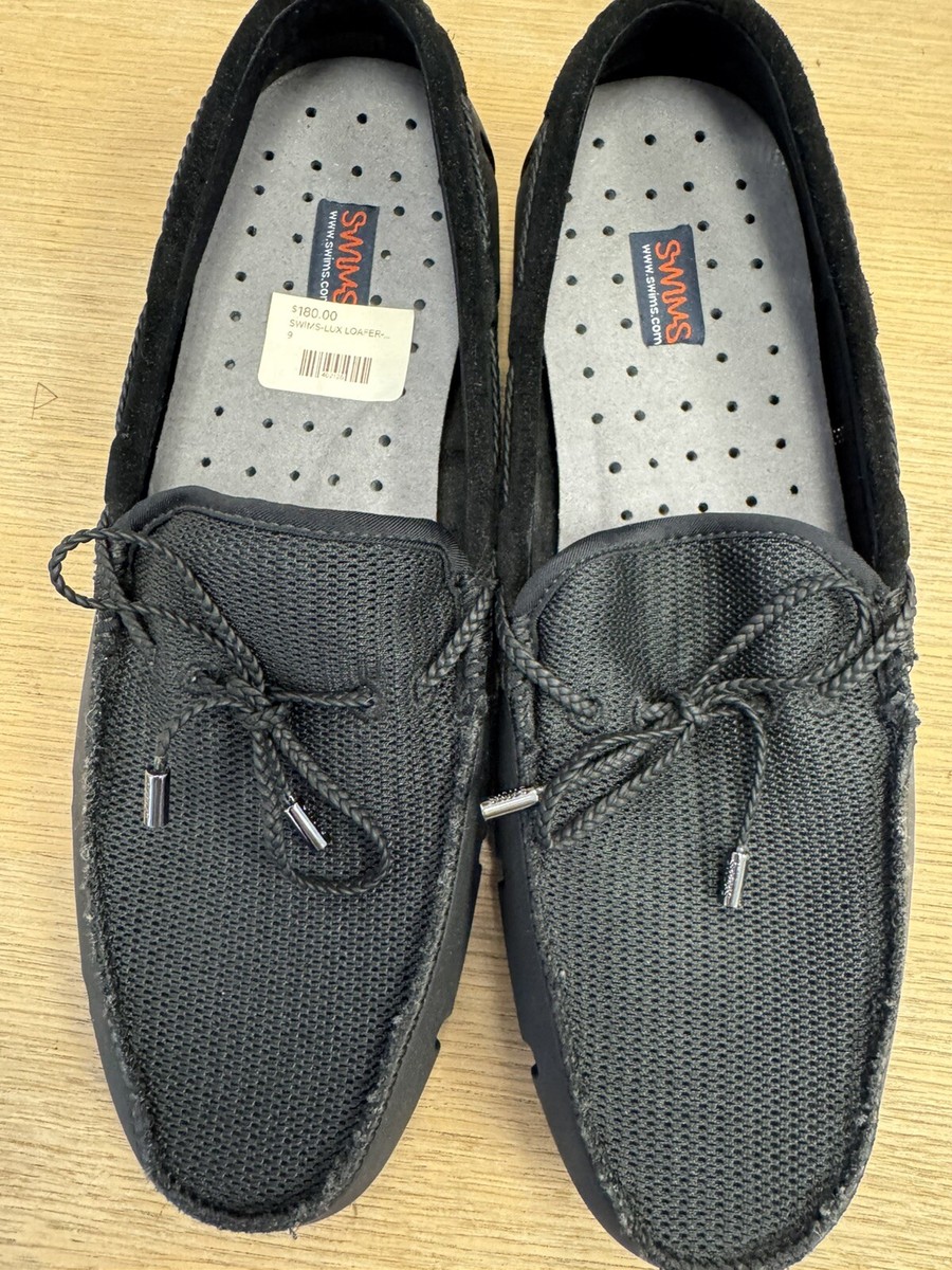 SWIMS Braided Lace Lux Loafer Driver Black/Graphite Size 9 