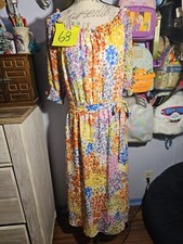 Nine West Flowy Spring Dress Size 12 With Belt Puff Sleeves