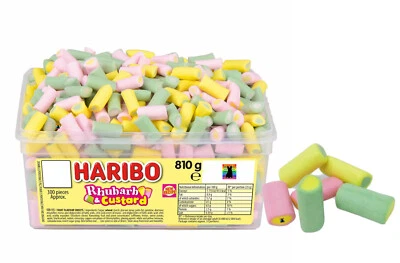 Haribo RHUBARB & CUSTARD Sweets LARGE Tub Jelly Gummy Candy CHRISTMAS BIRTHDAY