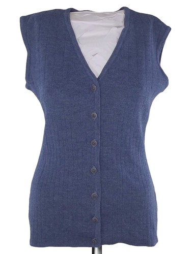 Maglione Da Donna S Blu Cardigan In Lana Senza Maniche Con Scollo A V Profondo - Picture 11 of 24