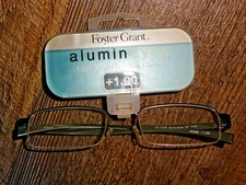 foster grant ~ men unisex women reading glasses   +1.00 metal frame 