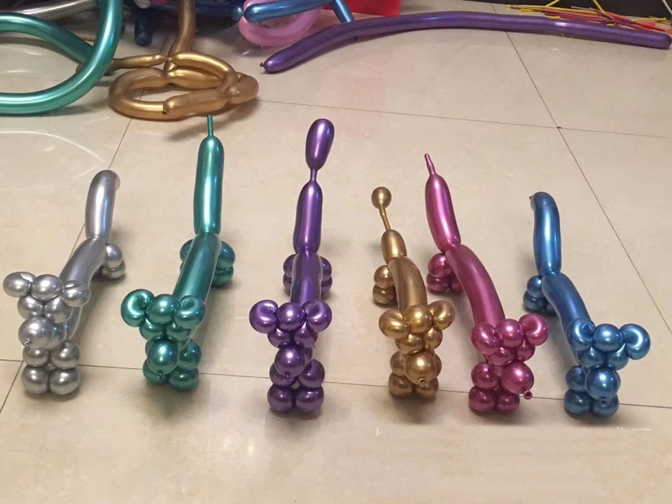 25Pcs 1.8gram Mixed Color Metallic Magic Long Animal Tying Twist Latex Balloons - Image 3 of 4