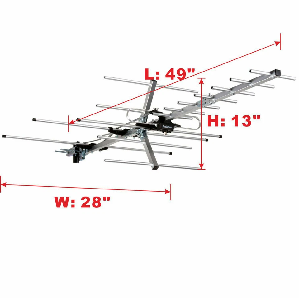 HDTV Yagi Outdoor Antenna Amplified Digital VHF UHF 200 Miles Mounting Pole - Image 3 of 4