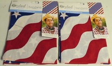 AMERICAN FLAG BIKER STYLE BANDANA HANKERCHIEF DURAG DOO RAG New 2 Pc Set Lot