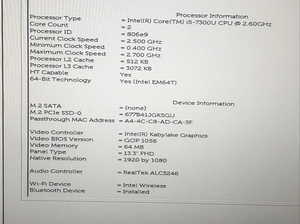 Dell XPS 13 9360 IPS i5-7300U 2.6 GHz , 8GB, 256GB SSD FHD IPS Window 10 Pro, photo 4 of 5