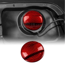 Red Fuel Gas Tank Cap Cover REAL Carbon Fiber For Porsche Macan Panamera Taycan
