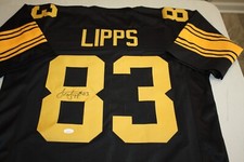 PITTSBURGH STEELERS LOUIS LIPPS #83 SIGNED BLACK RUSH CUSTOM JERSEY JSA CERT