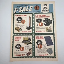 Eagle Pencil Company 1963 Print Ad 10"x13.5" penny sale office supplies prop ad