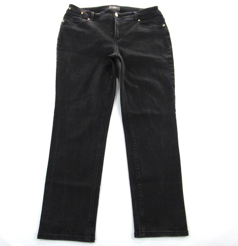 Pantalon Slim Chico’s En Jean Noir – Taille 2 – Fermeture éclair Dorée – Occasion Très Bon état