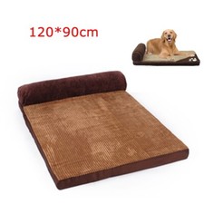 New Brown Large Dog Bed with Headrest Edition 120 90cm Washable Thick Foam Pads