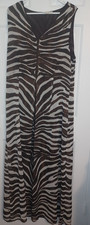 Michael Kors Maxi Tank Dress Women's Large Brown Zebra Print Pullover Mobwife
