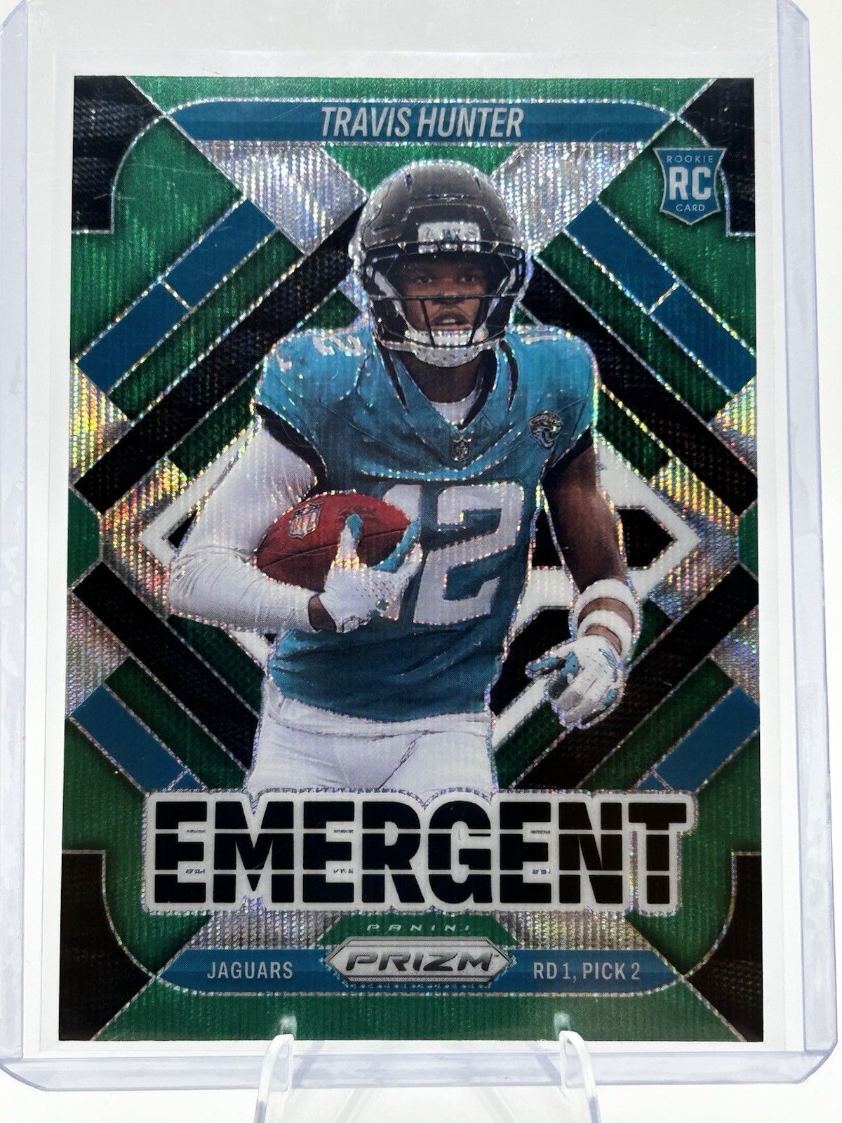 2025 Panini Prizm - Emergent Travis Hunter #12 Green Wave Prizm (RC)