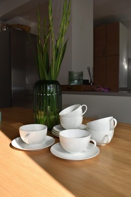 DIBBERN * Kaffeetasse/Cappuccino + Untertassen Classic White - einwandfrei