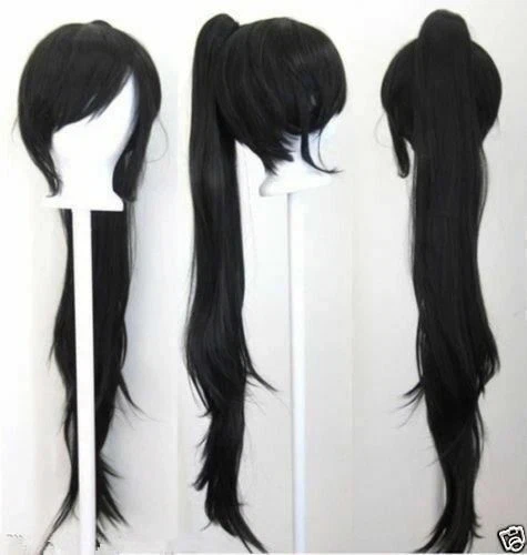 New 40'' Wavy Claw Clip Pony Tail Black Cosplay Wig+Wig Cap - Image 3 of 3