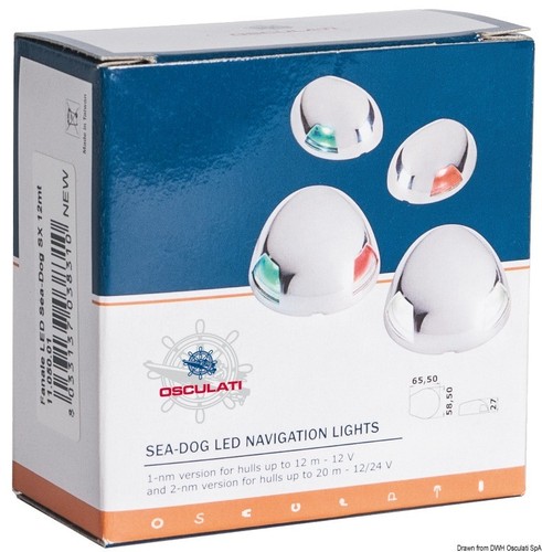 Osculati Sea-Dog Watertight 1-nm Red Left LED Navigation Light Flat Mounting 12V