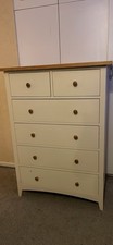 Cream Painted 6 Drawer Solid Pine Chest of Drawers Bedroom Furniture 122x90x52cm