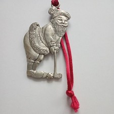  Vintage Pewter Santa Golfing Christmas Ornament 1990 Seagull Canada