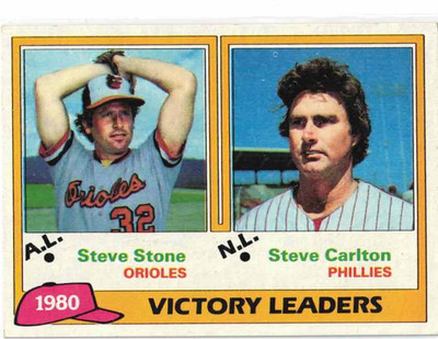 1981 Topps 1980 Victory Leaders STEVE STONE & STEVE CARLTON HOF #5 Grade-Worthy!