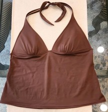 Victoria's Secret Tankini Top Swimwear  Chocolate Brown Halter Padded Cup  XL