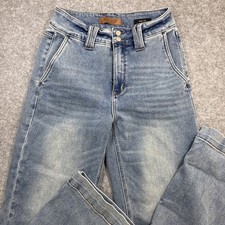 Judy Blue Wide Leg High Rise, Light Wash Jeans Size 3/26 Double Button Closure