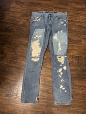 The Heritage America 76 Denim Distillery Mens Jeans Blue Distressed Sz 36x33