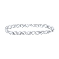 "Sterling Silber Diamant 5Mm Doppelherz Unendlichkeit Tennis 7.25 \" Armband 1/10"