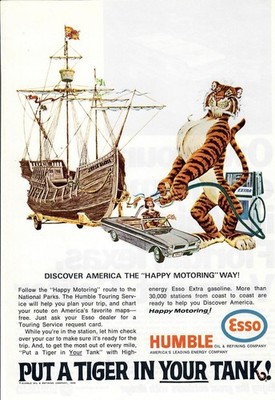 1966 Esso Gas Print Ad Vintage Put a Tiger in Your Tank
