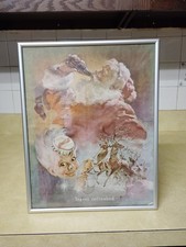 1949 Coca Cola Framed Advertising Picture Featuring Santa Mrs. Claus & Reindeer.