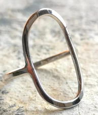 925 Sterling Silver, Solid Silver, Band Ring, Unisex, Elongated Thin Oval Ring