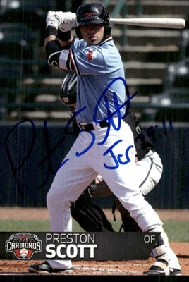 2018 Hickory Crawdads PRESTON SCOTT Signed Card autograph auto RANGERS