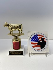 Cow Brisket BBQ Cook-Off 7" Trophy Award  FREE Engraving *Support the Vet"