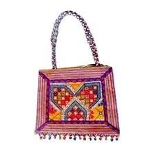 Handmade Tribal Banjara Embroidery Bag, Tibetan Style, Boho Purse