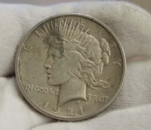 1921 US Peace Silver Dollar $1 High Relief VF (Cleaned)