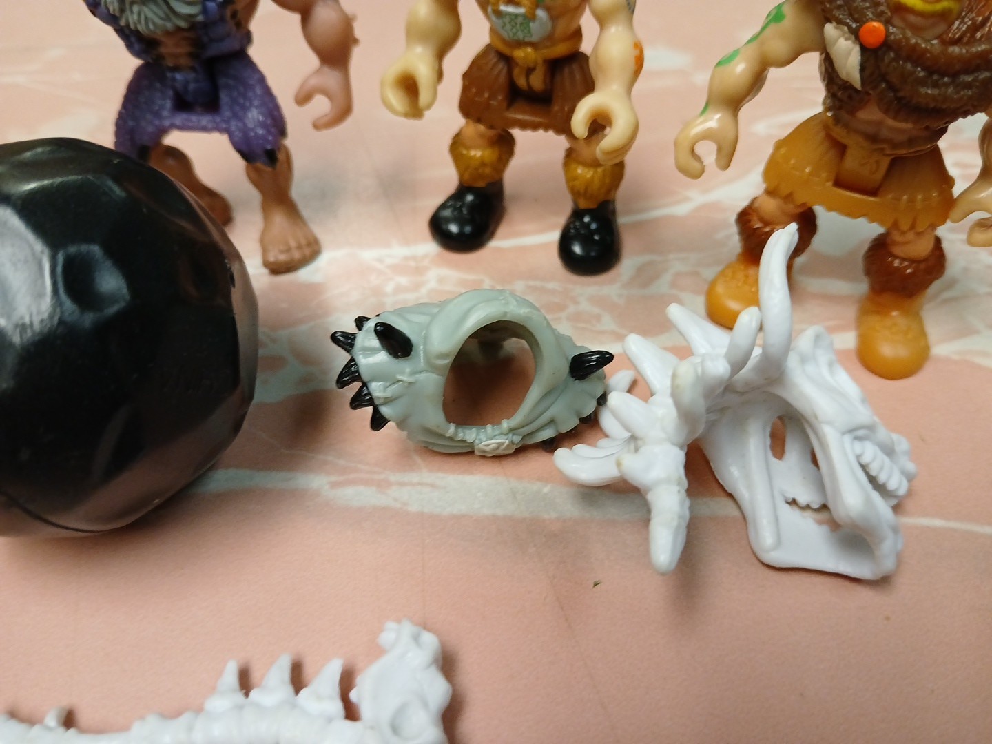 Fisher Price Imaginex Caveman Action Figure Lot Boulders Helmets Weapons Lot