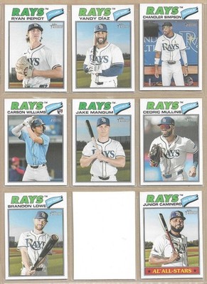 2026 Topps Heritage TAMPA BAY RAYS Base Team Set of (8) Caminero Carson Williams
