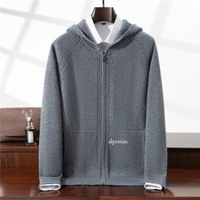 Autumn winter 100 Pure Wool Men Cardigan Zipper Sweater Hoodie Jacket Business