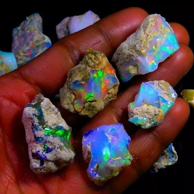 25Cts Natural Ethiopian Jumbo Welo Fire Opal Rough Specimen Gemstone 3- 4Pcs Lot