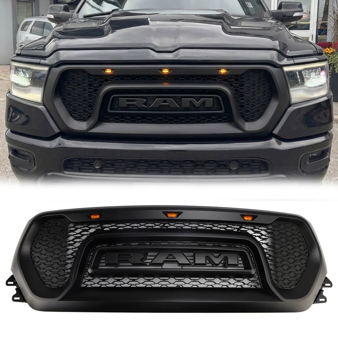 Front Grille For Dodge Ram 1500 2019 2020 2021 Rebel Style Grill W/Letters Black