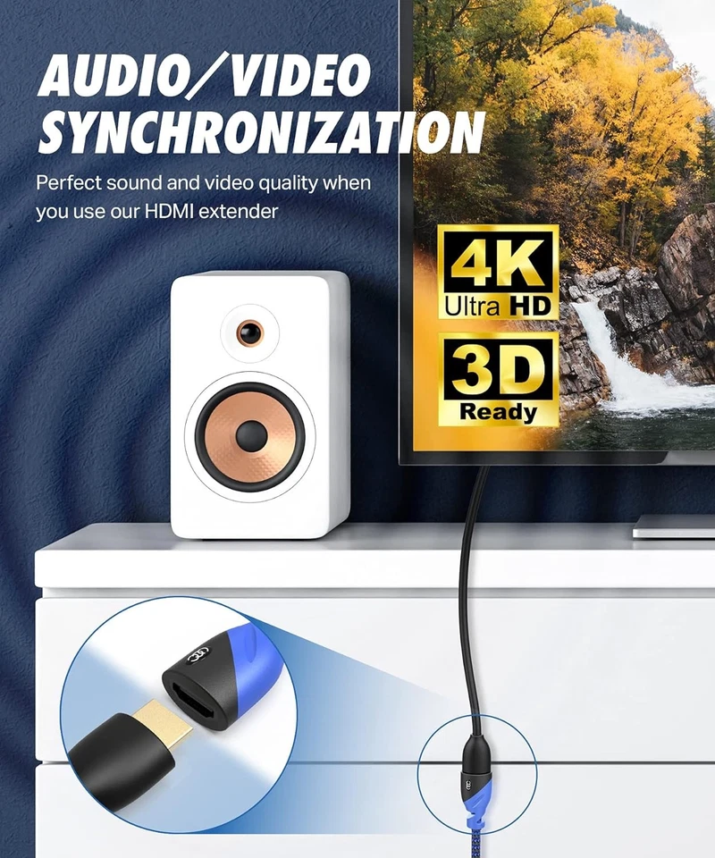 Cable de extensión HDMI de alta velocidad - 20 pies - conector macho a hembra 4k HDMI Foto 4 de 4