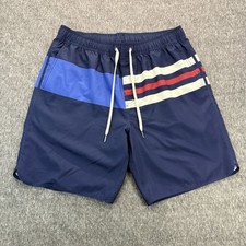 Fair Harbor Shorts Mens Large Blue Red Striped Lined Swim Trunks The Anchor USA