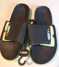 NEW AND1 Men's Sz 8 Adjustable Strap Slide Sandal Black Lime Sports Locker Room