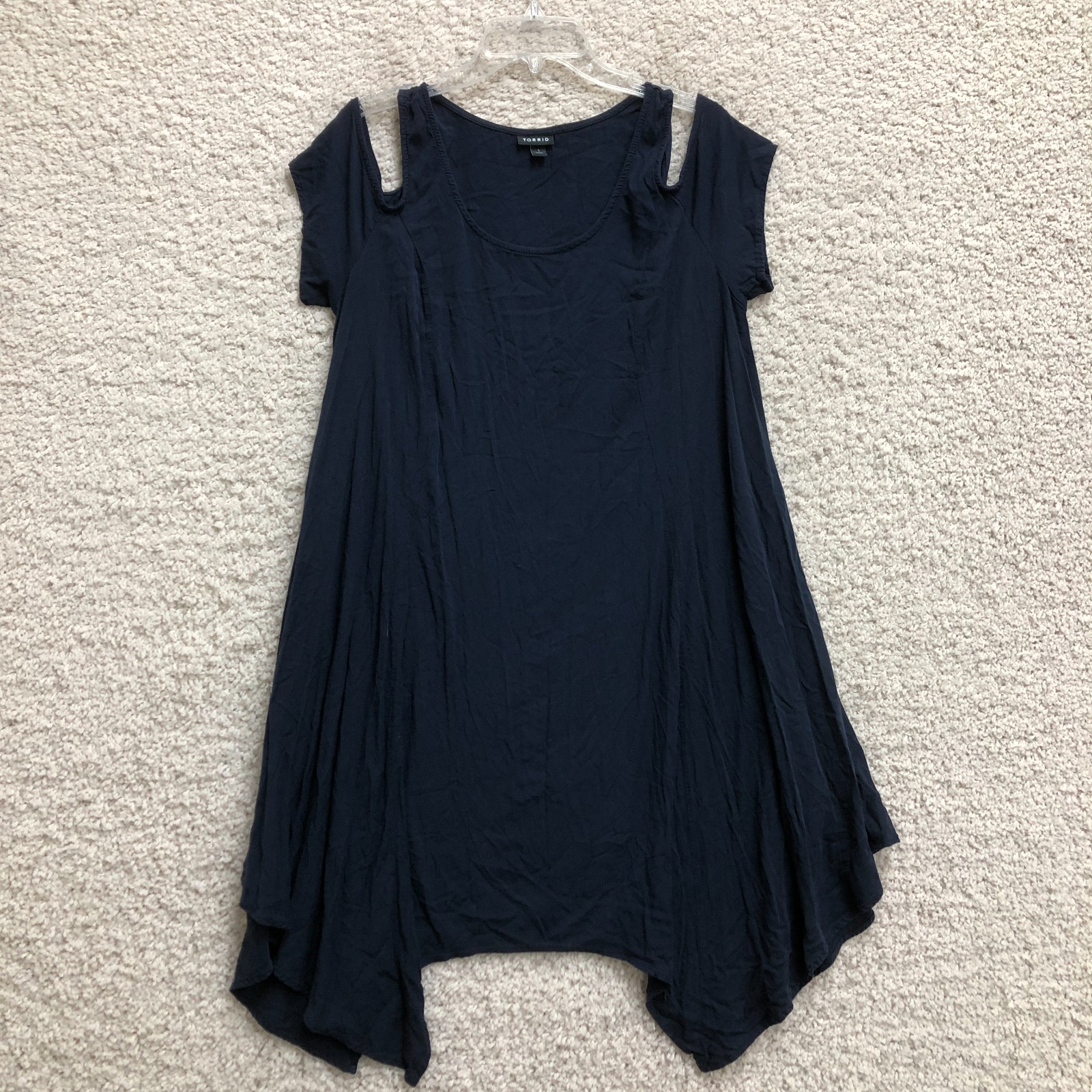 Torrid Dress 1X Adult Plus Blue Mini Cold Shoulder A Line Stretch Flowy Womens
