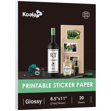 Koala Glossy Sticker Paper for Inkjet  Laser Printer, Printable Photo White