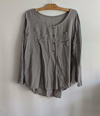 Bluse blau grau Baumwolle Elasthan Gr.44 (2603018)