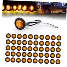 50 pcs 3/4 Inch Mount Amber 3 LED Mini Round Trailer Side Marker Indicator