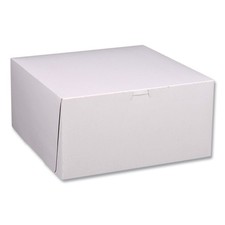 White One-Piece Non-Window Bakery Boxes, Standard, 12 x 12 x 6, White/Kraft, Pap