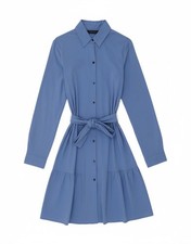 ZARA Womens Shirt Dress UK 4 XS Blue Cotton DB05